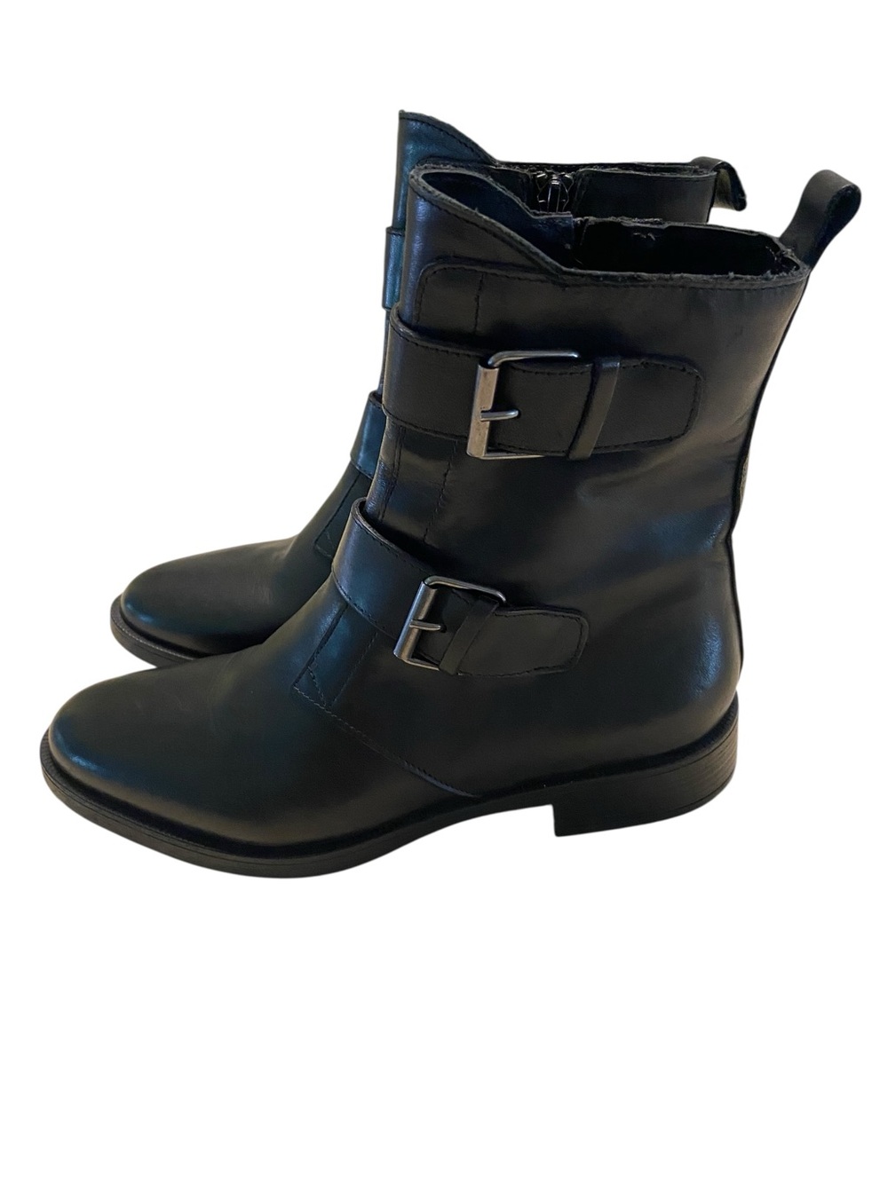 Emanuele Crasto Boots Womens 40 Black Leather Motorcycle Combat Made In Italy